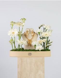 Show details for White Grace Flower Leather Tray Picture of White Grace Flower Leather Tray