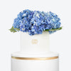 Blue Hydrangea in Large White Box Arrangement
