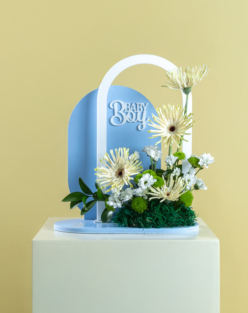 Baby Boy Gerbera Arch Stand