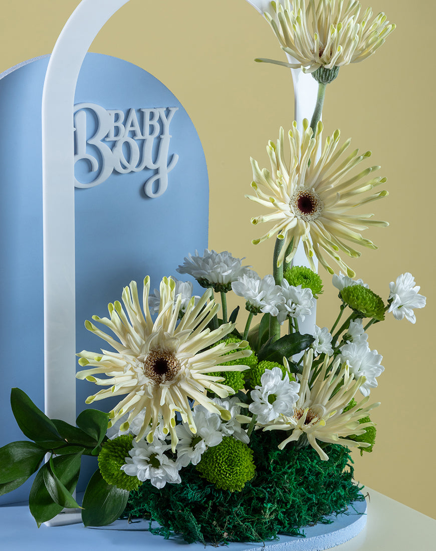 Baby Boy Gerbera Arch Stand - Image 3