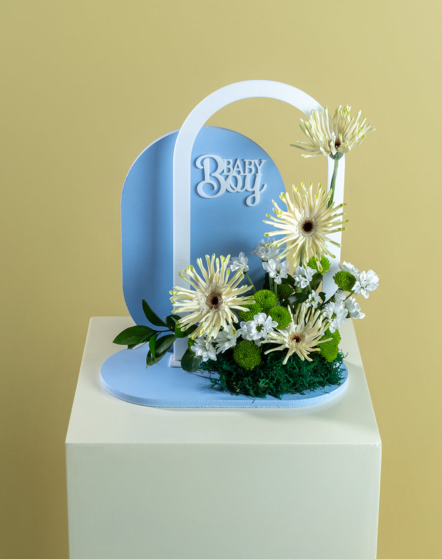 Baby Boy Gerbera Arch Stand - Image 4