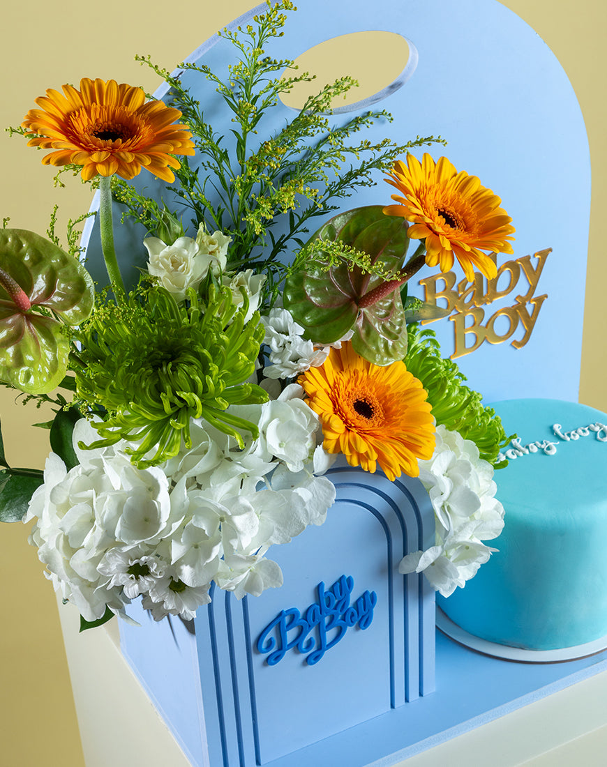Baby Boy Sunshine Basket with Cake - Image 3