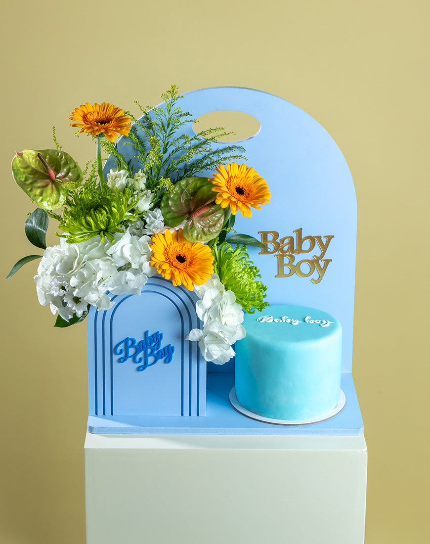 Baby Boy Sunshine Basket with Cake - Image 4