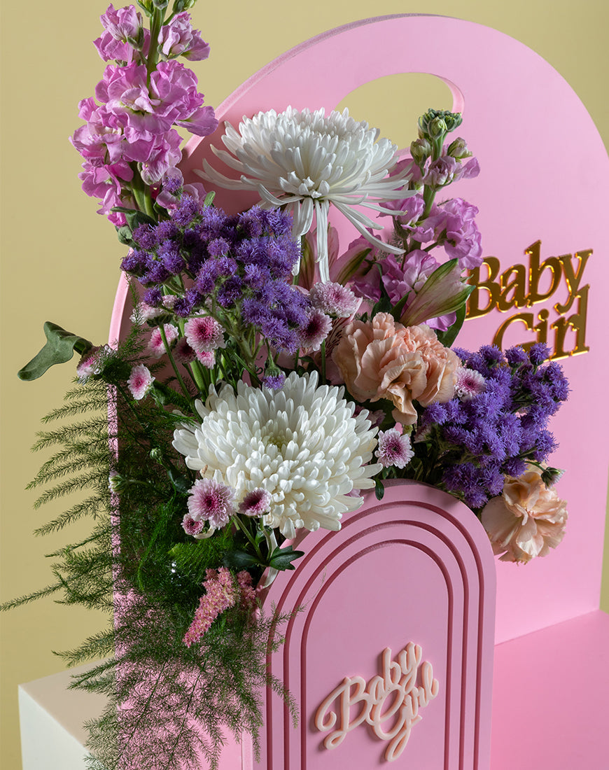 Baby Girl Arch Floral Arrangement - Image 3