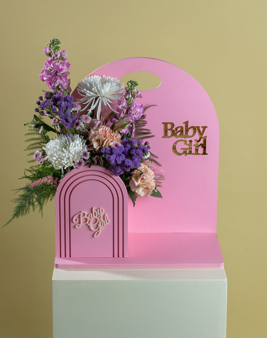 Baby Girl Arch Floral Arrangement - Image 4