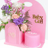 Baby Girl Pink Garden Basket with Cake