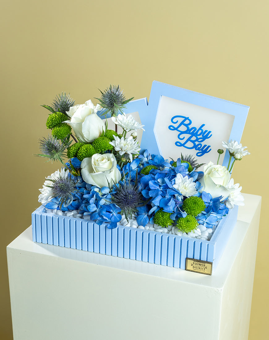 Blue Bloom Baby Boy Tray with Frame - Image 2