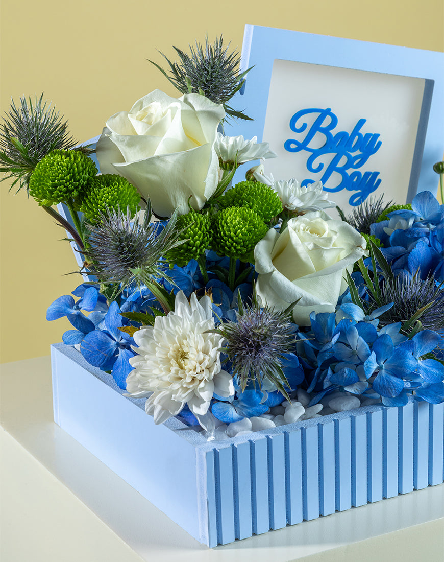 Blue Bloom Baby Boy Tray with Frame - Image 3