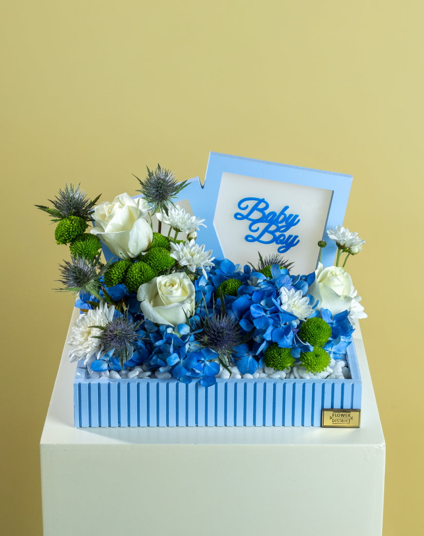 Blue Bloom Baby Boy Tray with Frame - Image 4
