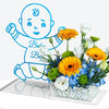 Blue Hydrangea & Gerbera Baby Boy Tray with Vector