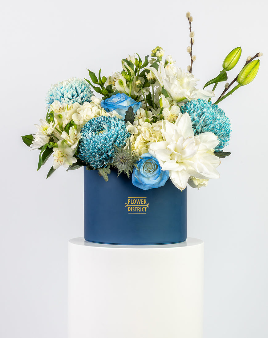 Blue & White Blooms Large Box Arrangement