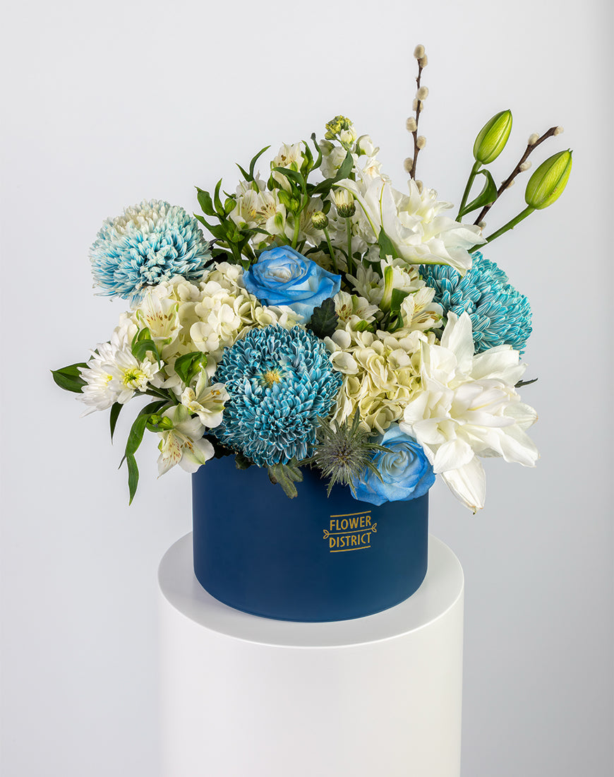Blue & White Blooms Large Box Arrangement - Image 2