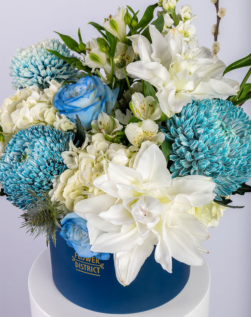 Blue & White Blooms Large Box Arrangement - Image 3