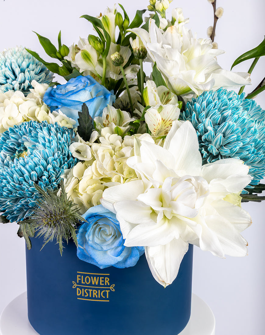 Blue & White Blooms Large Box Arrangement - Image 4