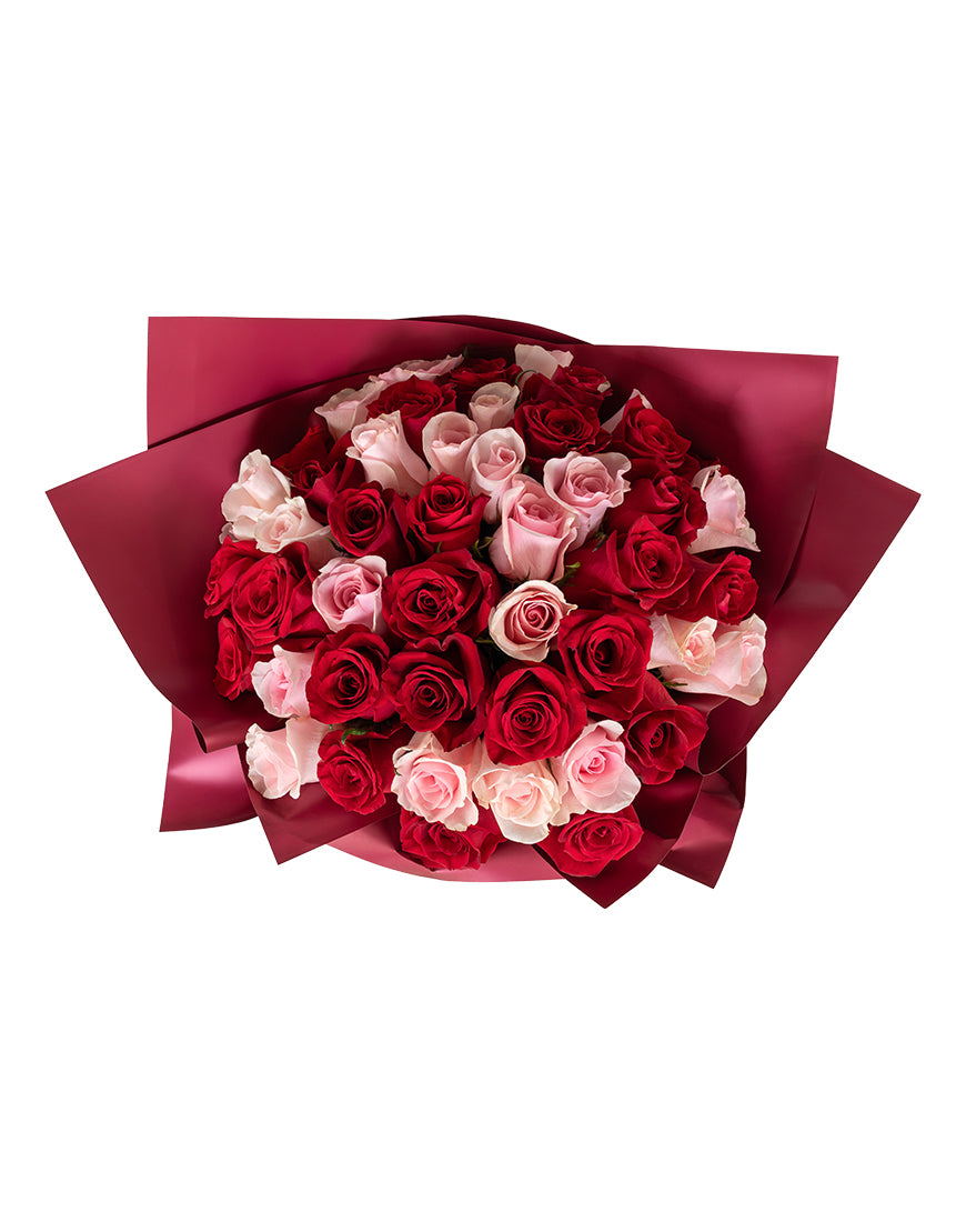Blush And Crimson Large Red And Pink Rose Bouquet - Image 2