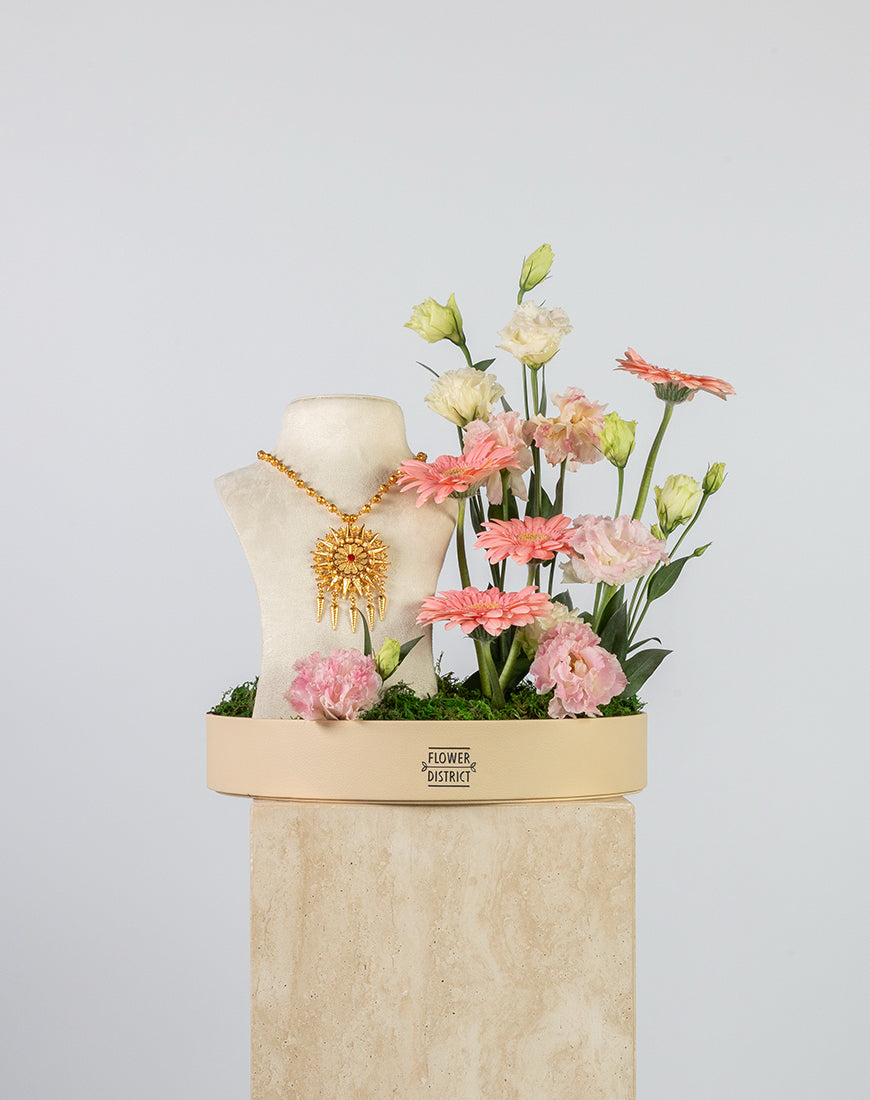 Blush Elegance Flower Leather Tray