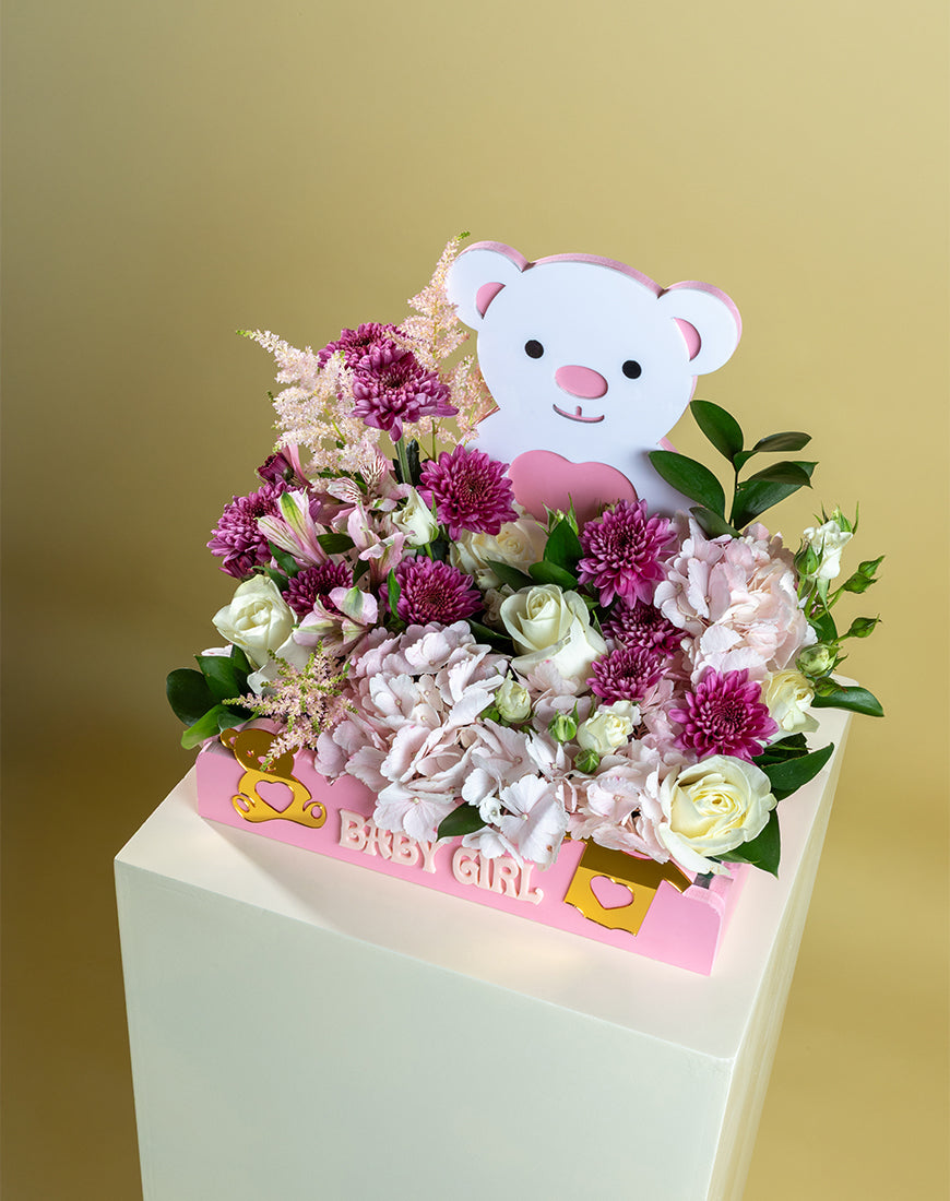 Blush Teddy Bear Baby Girl Tray - Image 2