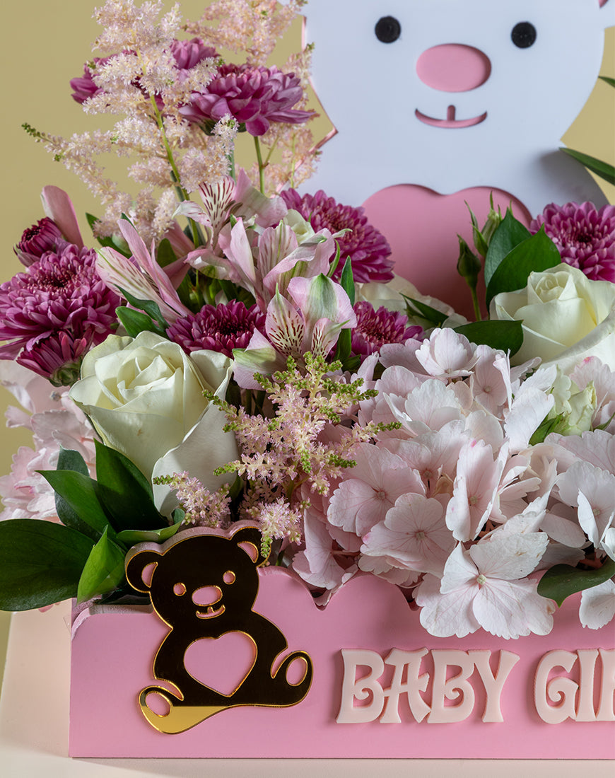 Blush Teddy Bear Baby Girl Tray - Image 3