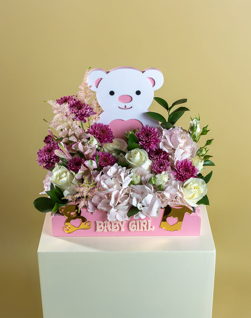 Blush Teddy Bear Baby Girl Tray - Image 4
