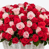 Blushing Paradise Extra Large Rose Basket Arrangement