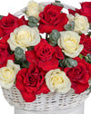 Classic Charm Medium Red And White Rose Basket Arrangement - Image 2