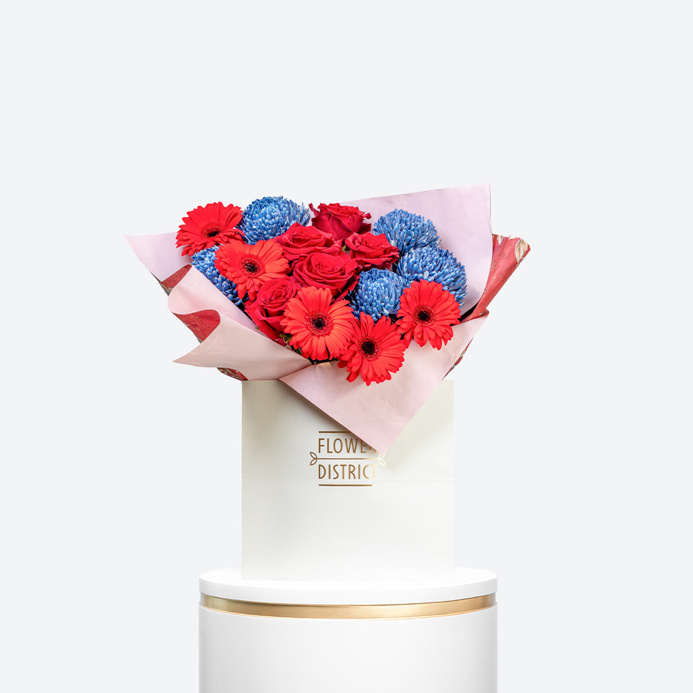 Crimson and Cobalt Bouquet