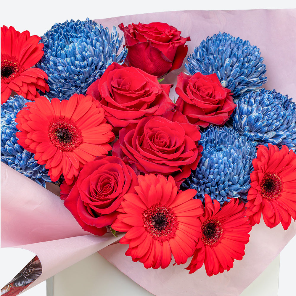 Crimson and Cobalt Bouquet