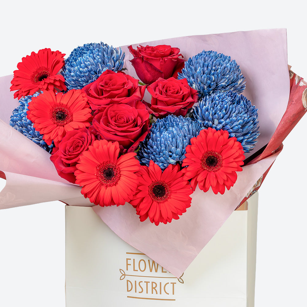 Crimson and Cobalt Bouquet