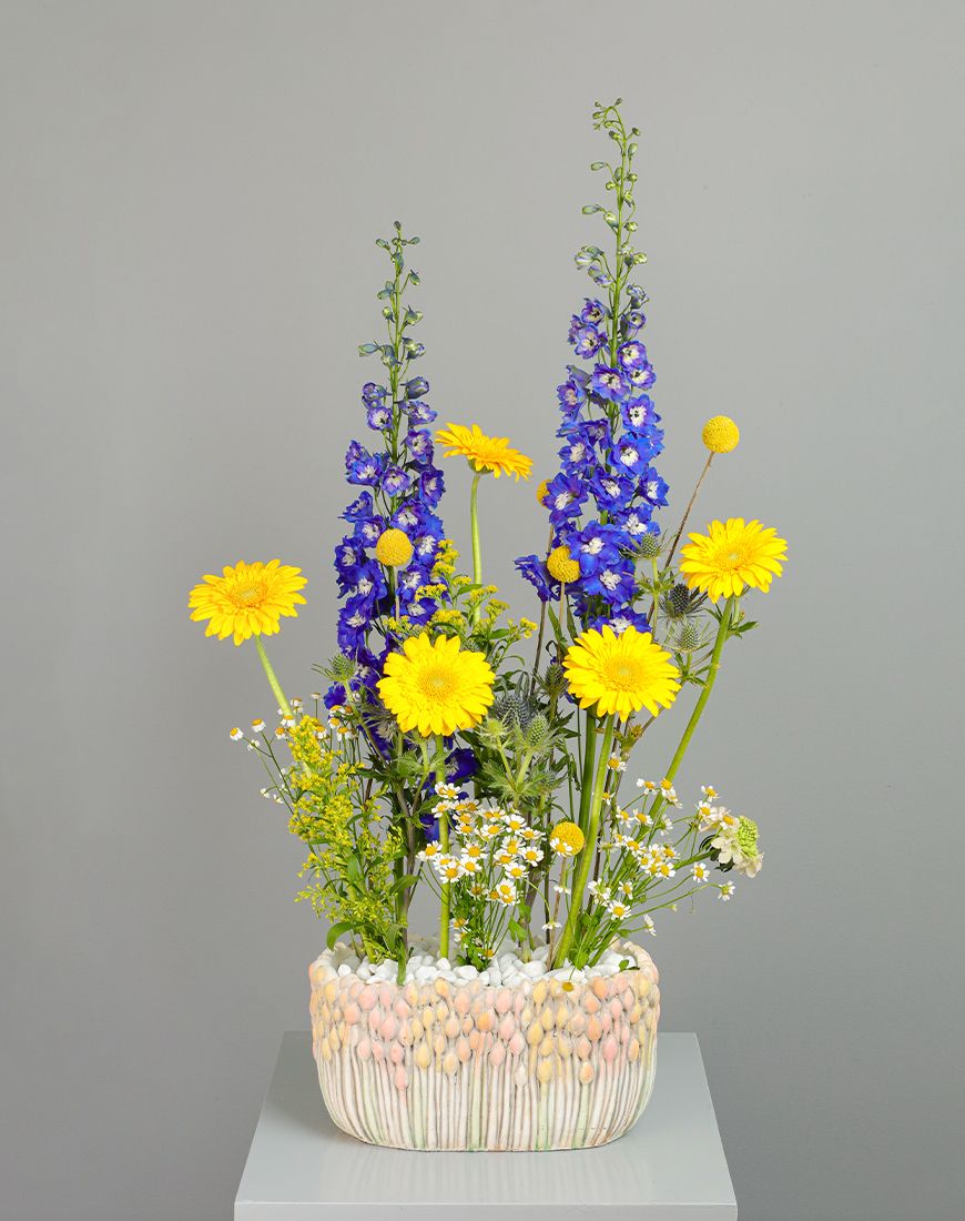 Delphinium and Gerbera Vase - Image 2