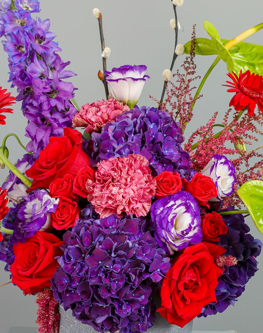 Delphinium And Hydrangea Purple Vase - Image 6