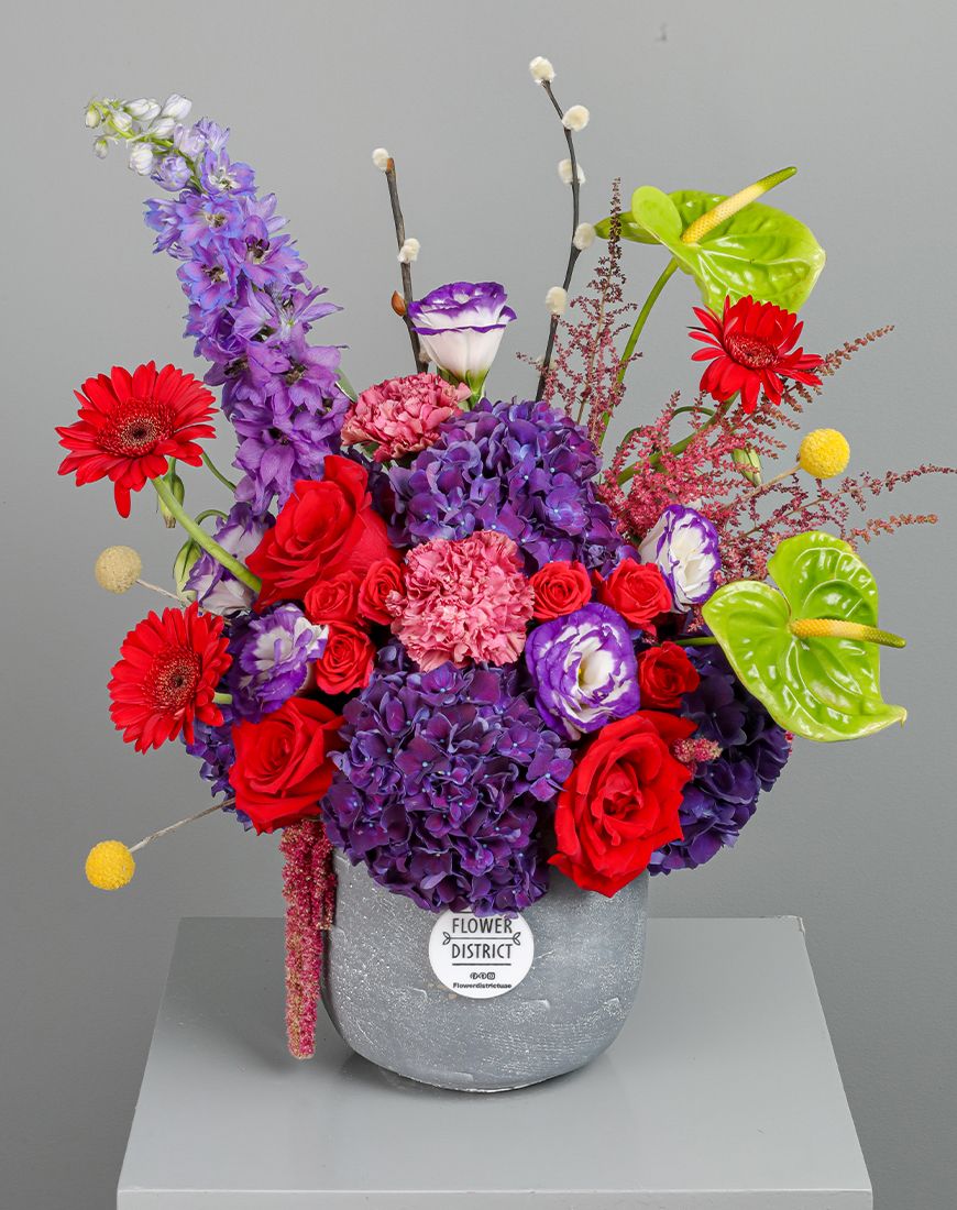 Delphinium And Hydrangea Purple Vase - Image 9