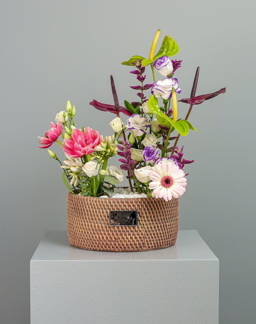 Eustoma Purple White Vase - Image 3