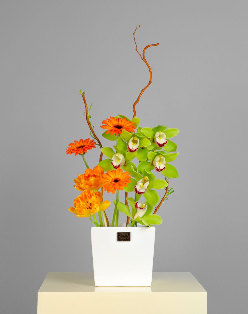Summer Gerbera Orange Vase