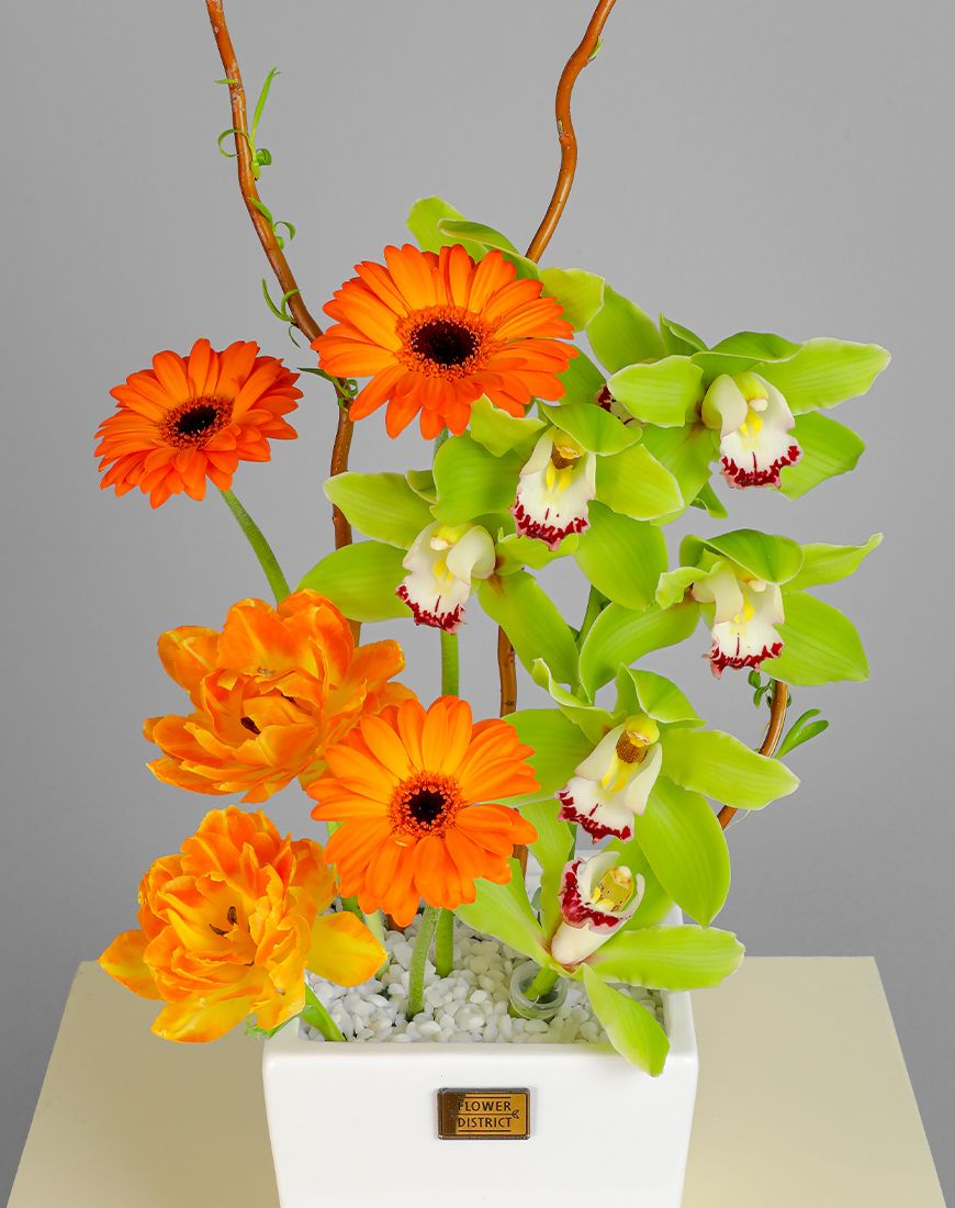 Summer Gerbera Orange Vase - Image 2