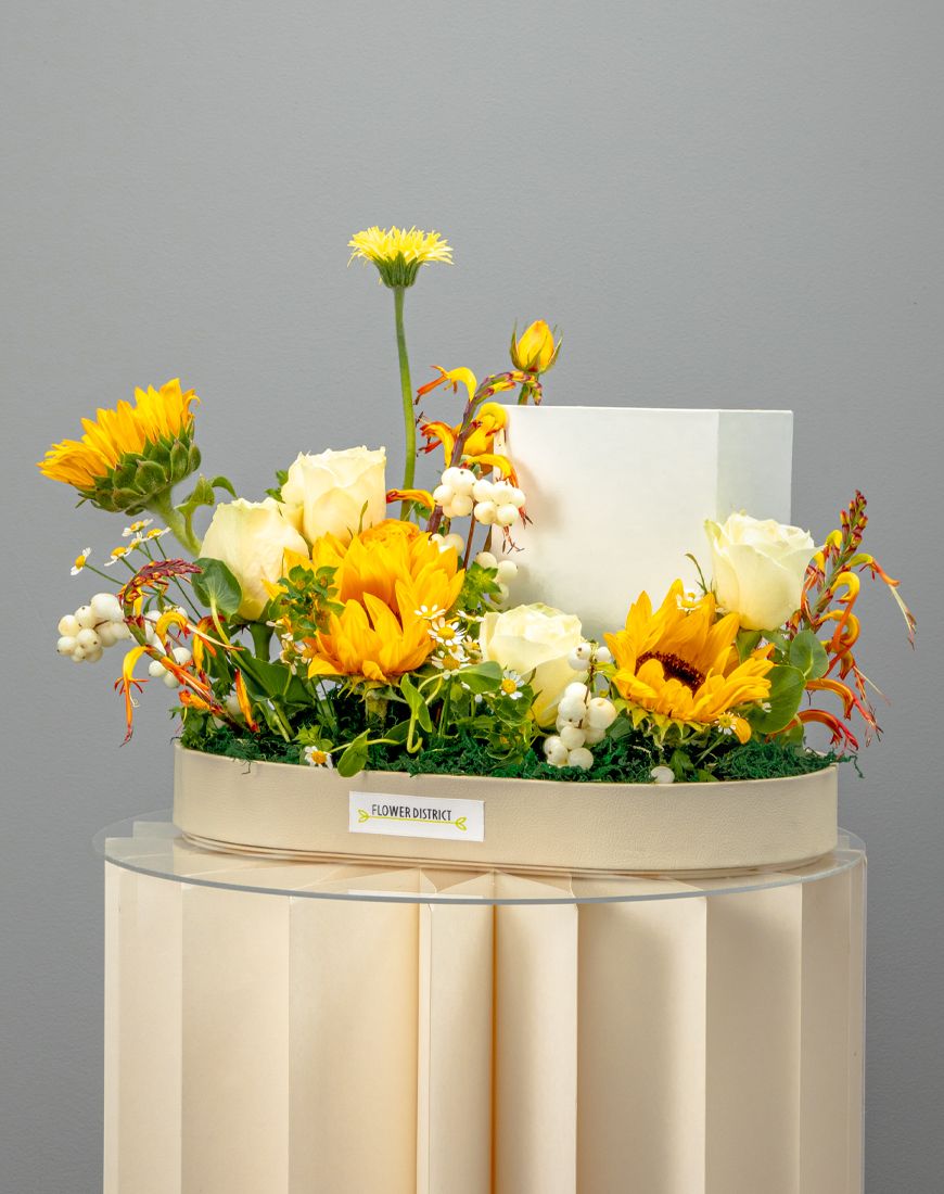 Sunflower In Leather Tray - Image 2