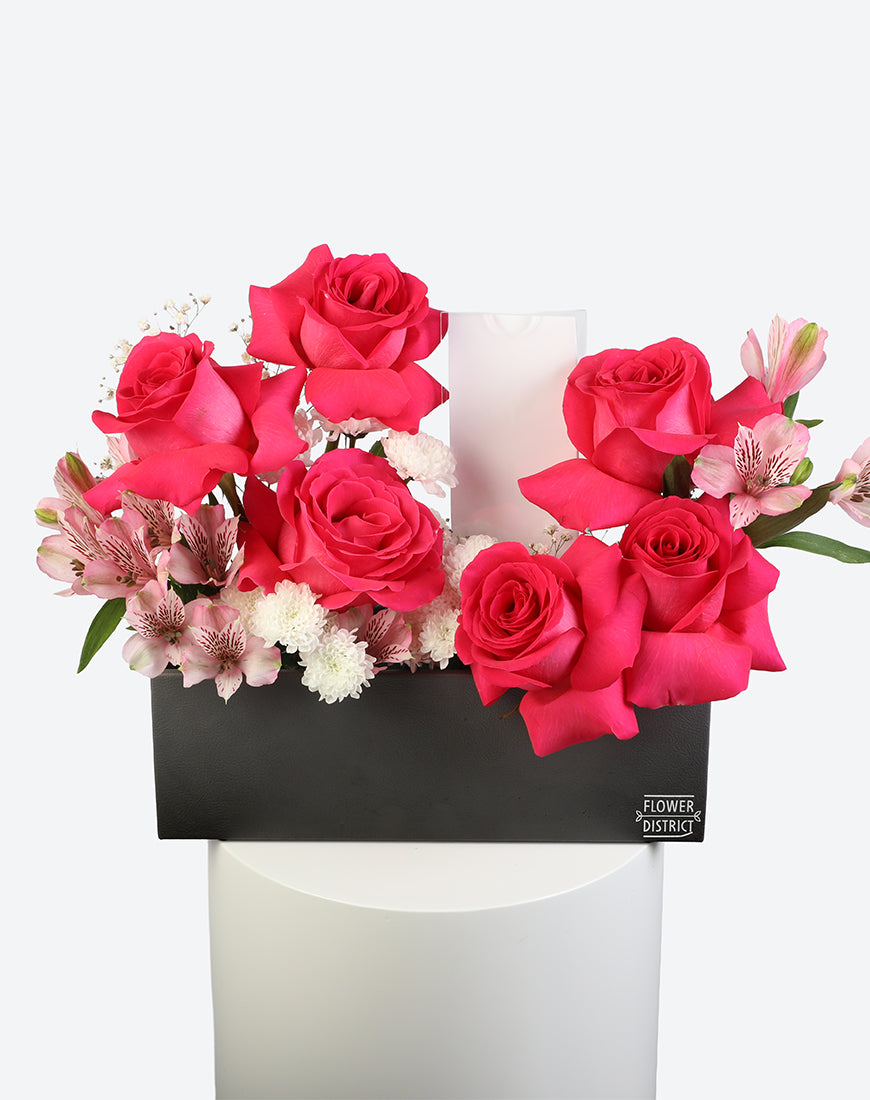 Fuchsia Bloom Leather Tray With Money Box - Image 2