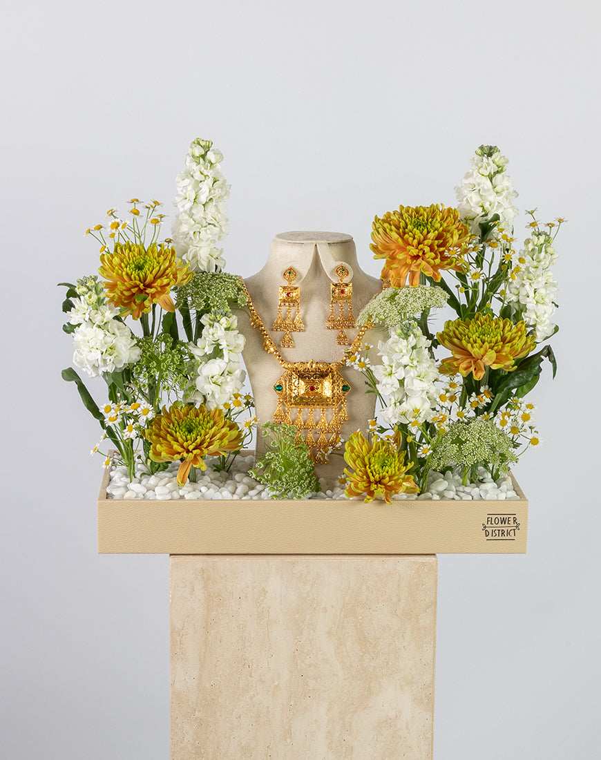 Golden Glow Flower Leather Tray - Image 5