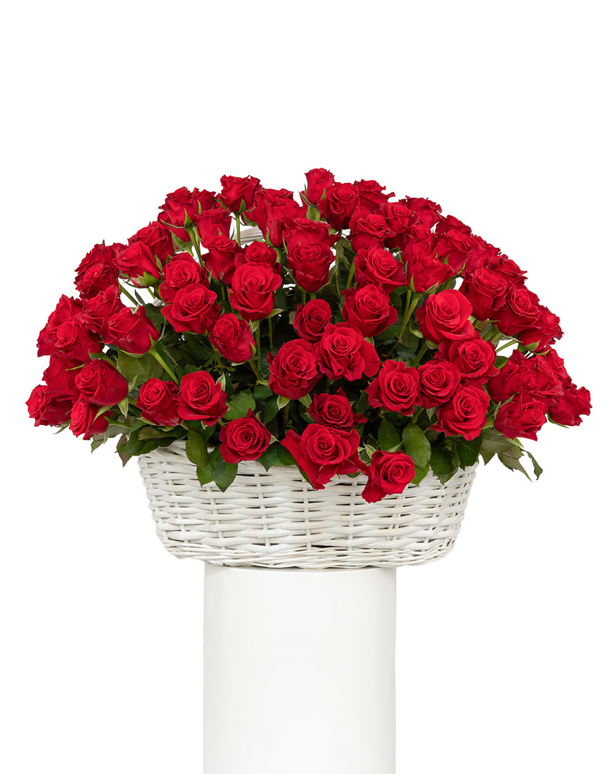 Grand Crimson Extra Large Rose Basket Arrangement