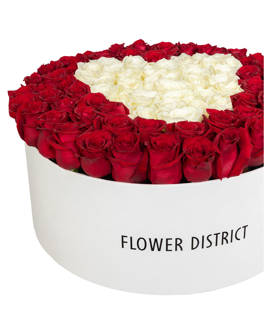 Heart Of Love Large Red And White Rose Box Arrangement - Image 2