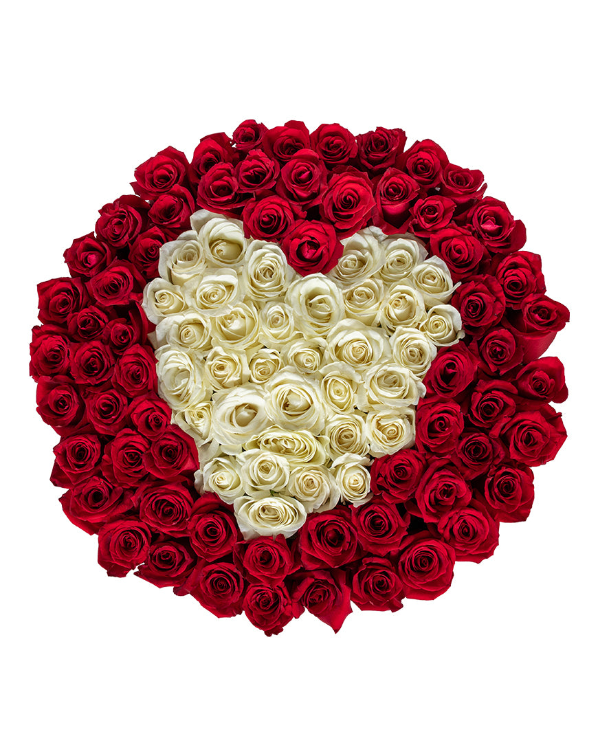 Heart Of Love Large Red And White Rose Box Arrangement - Image 3