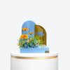 Hydrangea Blue & Gerbera Baby Boy Basket with Mirror
