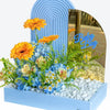 Hydrangea Blue & Gerbera Baby Boy Basket with Mirror