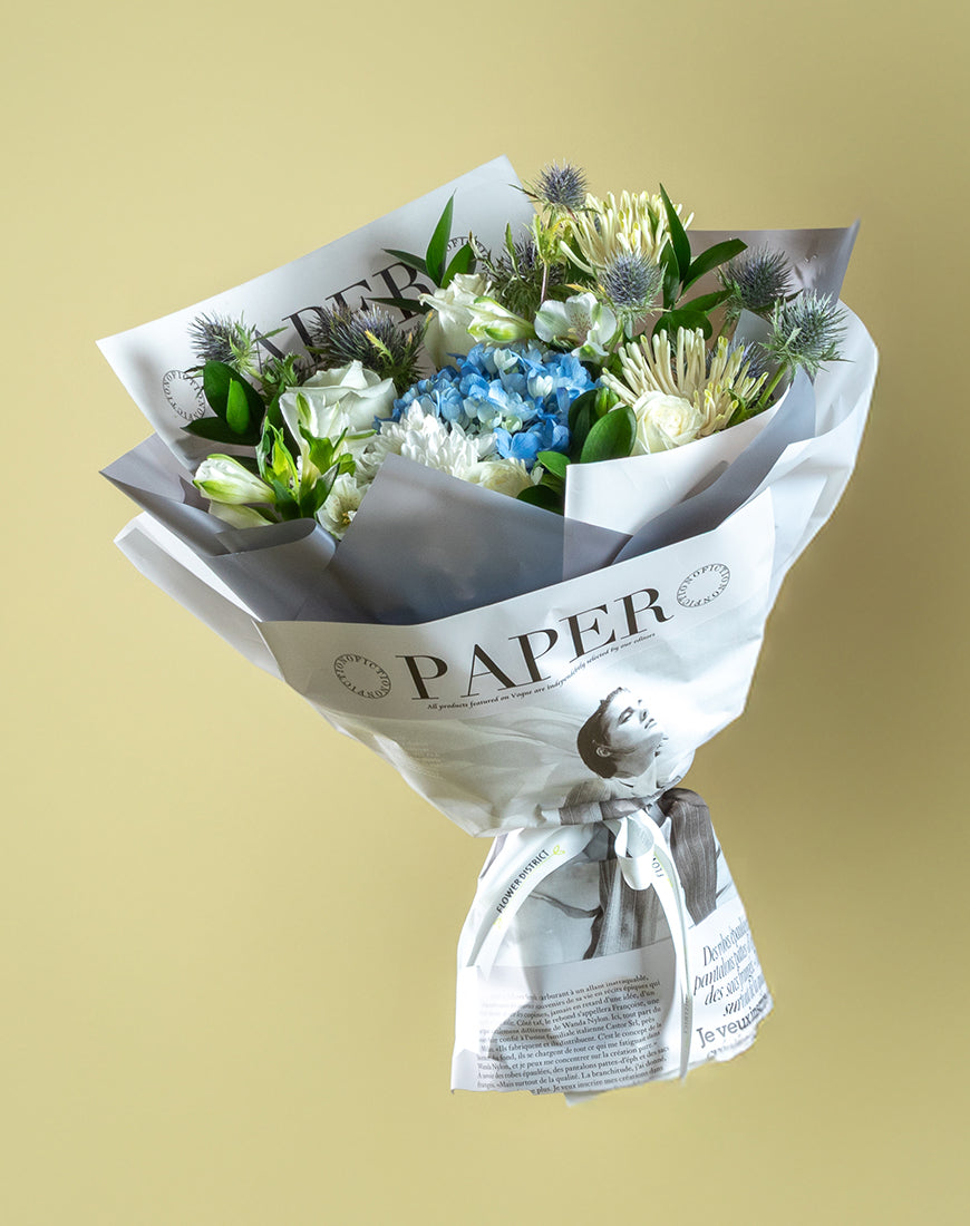 Hydrangea Blue & White Rose Bouquet