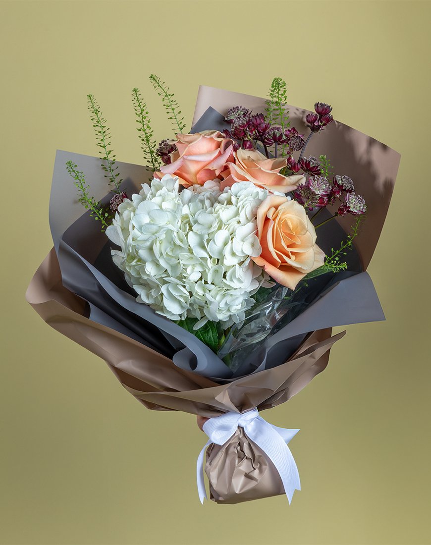 Hydrangea Peach Rose Bouquet