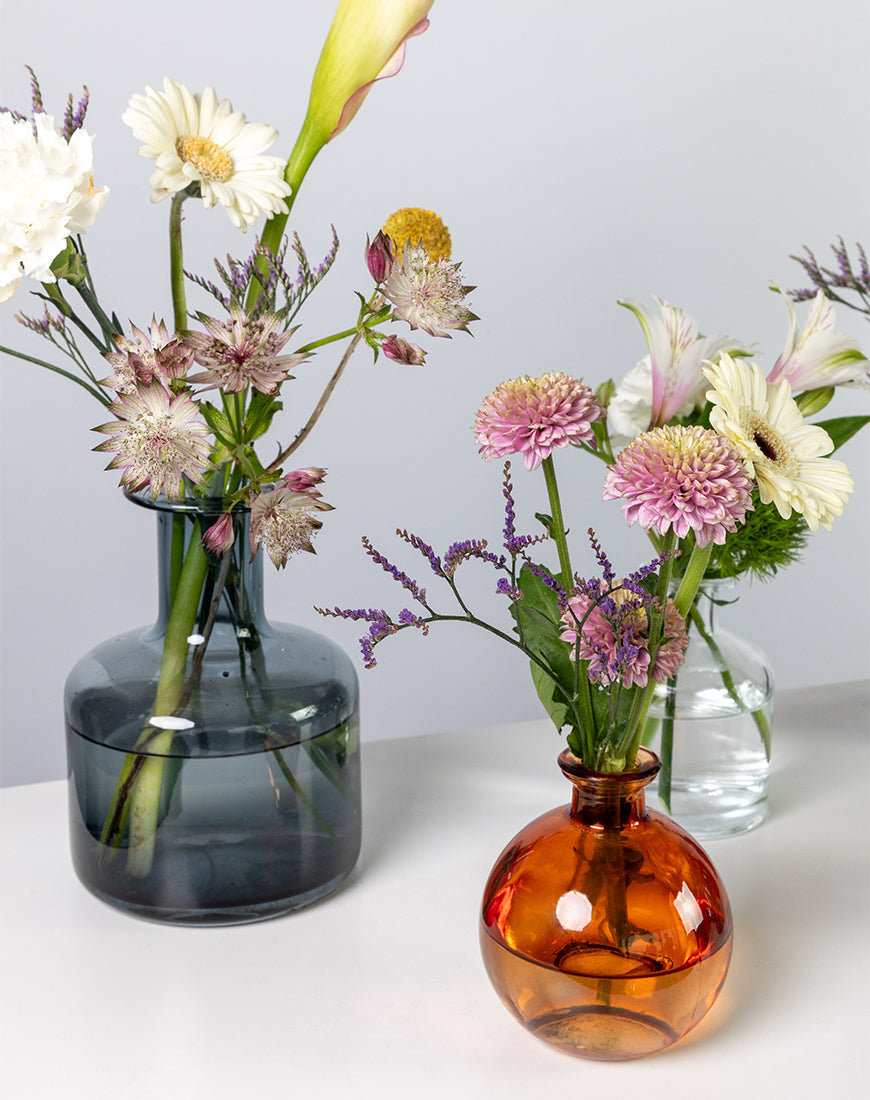 Mixed Bloom Glass Bottle Flower Set - Image 2