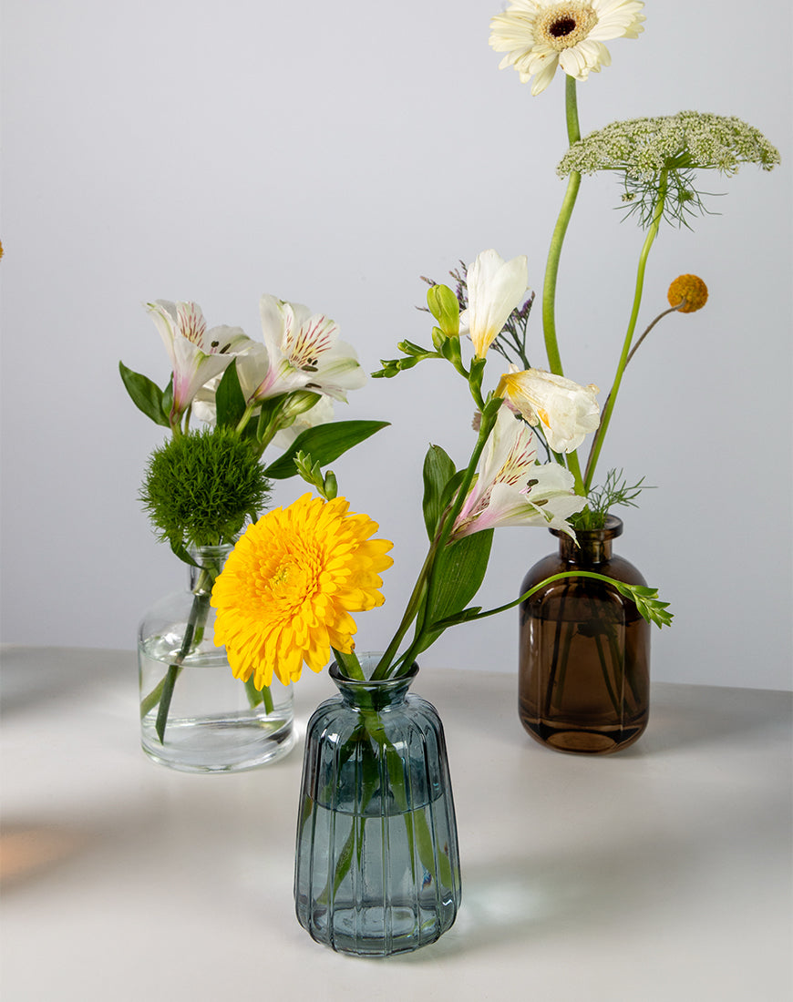 Mixed Bloom Glass Bottle Flower Set - Image 3