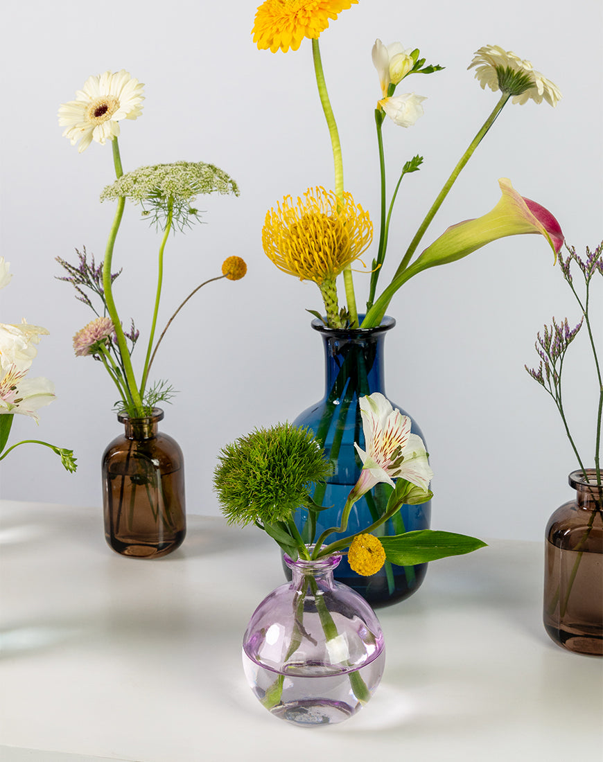 Mixed Bloom Glass Bottle Flower Set - Image 4