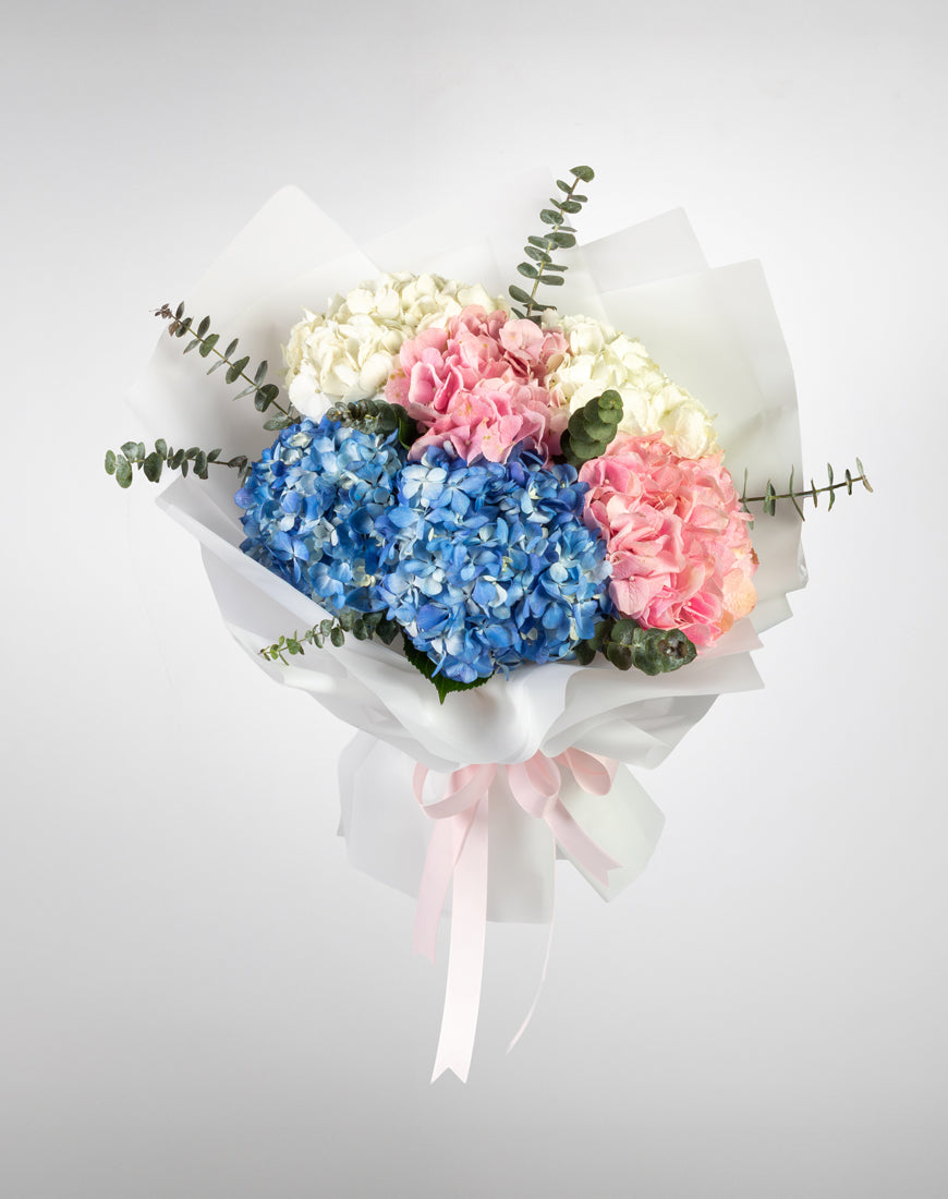 Mixed Hydrangea & Eucalyptus Bouquet - Image 2