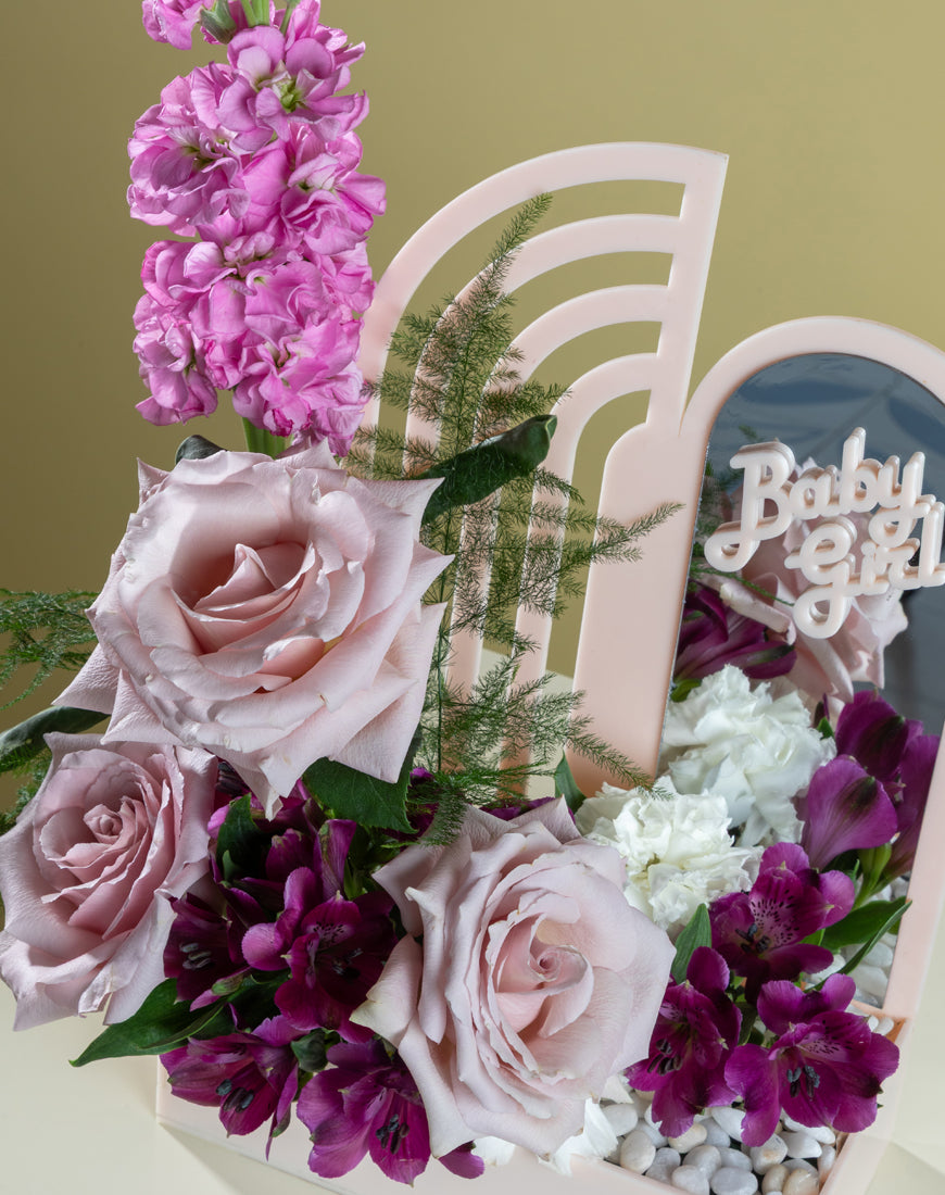 Ohara Pink & Alstroemeria Baby Girl Box with Mirror - Image 3