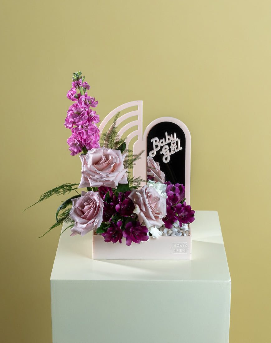 Ohara Pink & Alstroemeria Baby Girl Box with Mirror - Image 4